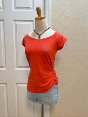 Southpole Y2K Ruched Side Graphic Baby Tee Medium